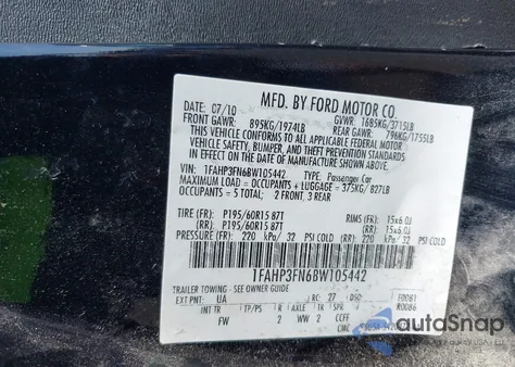2011 Ford Focus Se from USA, damaged, VIN 1FAHP3FN6BW105442